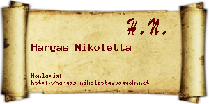 Hargas Nikoletta névjegykártya